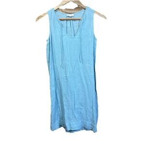 two tone linen dress Sleeveless Balloon Two-Tone Linen Dress